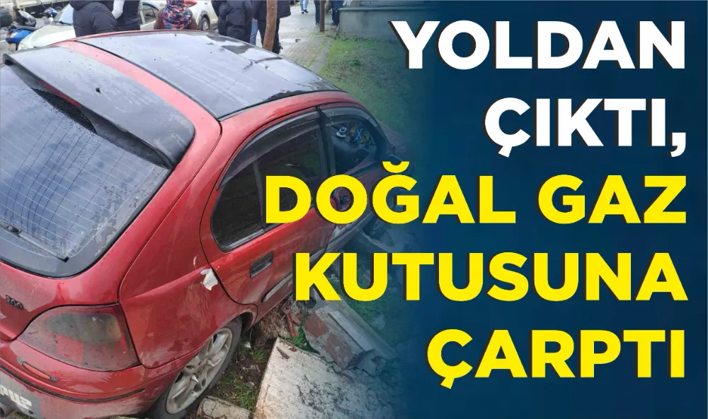 YOLDAN ÇIKTI, DOĞAL GAZ KUTUSUNA ÇARPTI